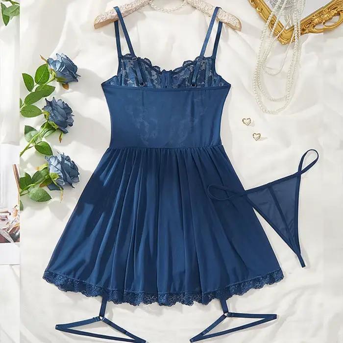 Ensemble de lingerie jarretière avec string et attache-jambe