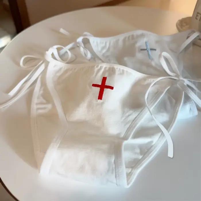 Sous-vêtement imprimé croisé à lacets pour cosplay d'infirmière