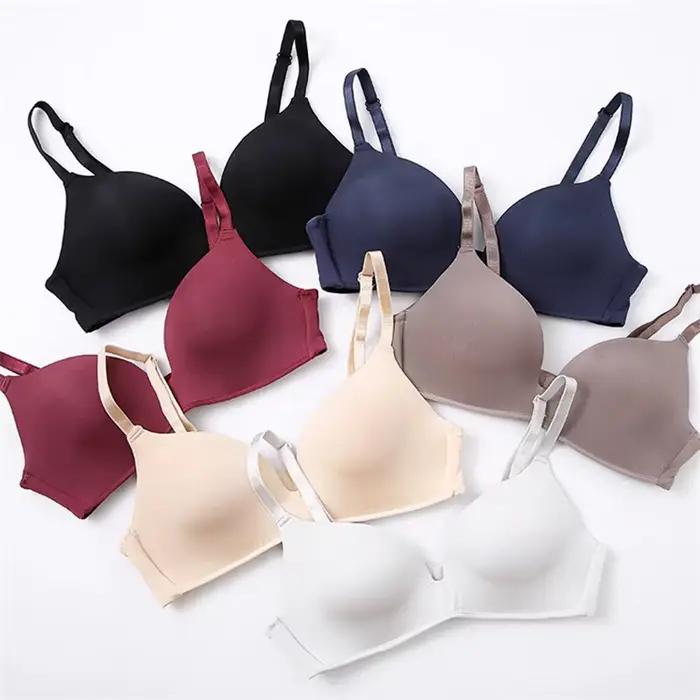 Soutien-gorge en soie glacée pour femme, confortable, sans armatures, sexy, push-up, lingerie simple, sans couture, brassière