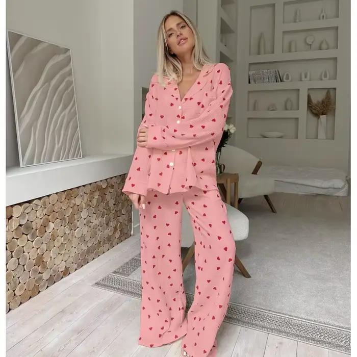 Ensemble pyjama imprimé cœur pour femmes