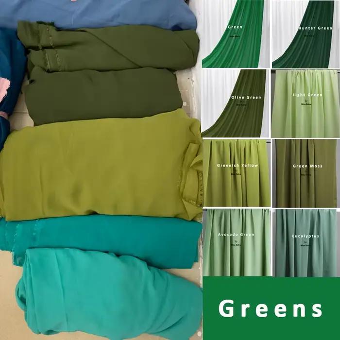 Tissu en Mousseline de Soie Verte Georgette Haute Densité, pour Doublure de Jupe d'Été, Chemise, Pantalon, Robe, Vêtements de Bricolage Faits à la Main