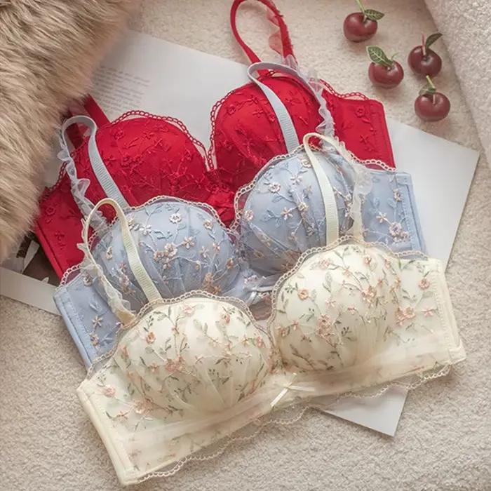 Soutien-gorge à petits seins froncés pour femmes, collection de sous-vêtements, poitrine plate, poitrine latérale, anti-affaissement, sans anneau en acier, soutien-gorge en relief