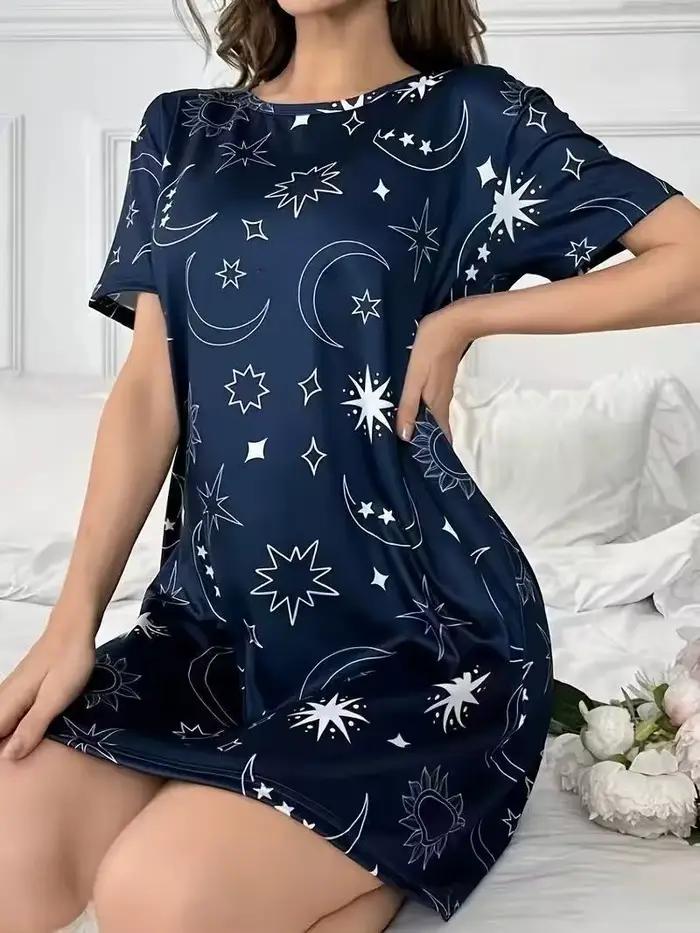Chemise de nuit d'été pour femme à manches courtes