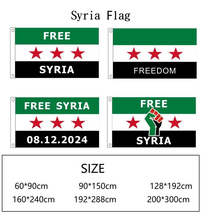 Drapeau syrien personnalisé 90x150cm, bannière populaire gratuite 100% Polyester de haute qualité pour la décoration et la suspension