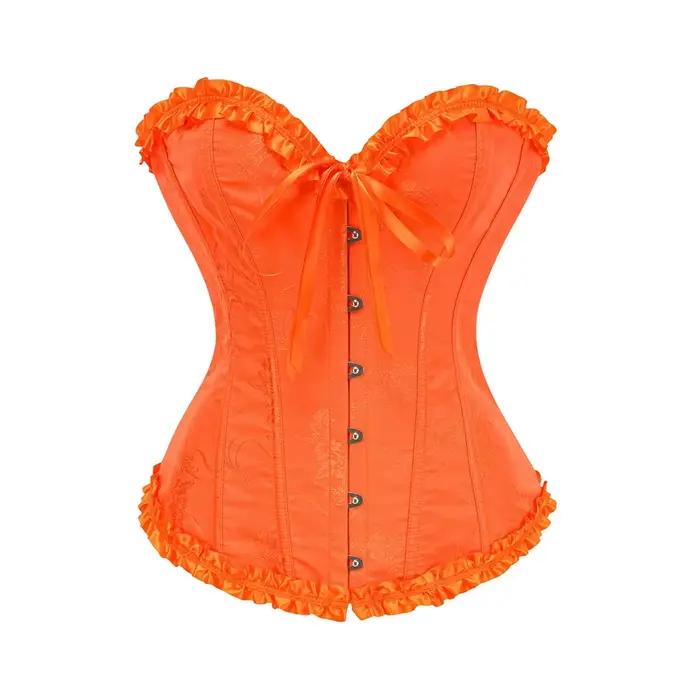 Bustiers et corsets désossés à volants bleu Royal haut gothique femme Sexy vêtements Steampunk Corset Vintage Costumes Burlesques victoriens