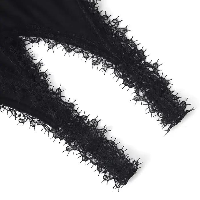 Body moulant noir élégant pour femme avec dentelle