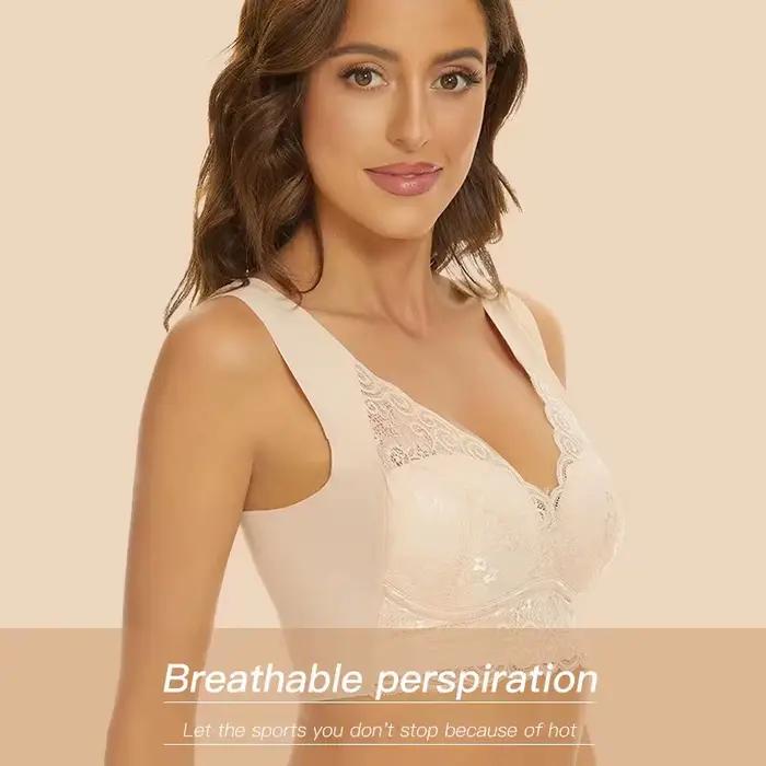 Soutien-gorge féminin grande taille en élasthanne et nylon, tricoté sans couture, avec dentelle, trois quarts tasse, sans bretelles, pour femmes, occasions spéciales et quotidiennes