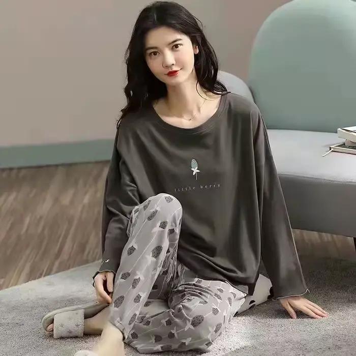 Pyjamas pour femmes printemps/automne : Ensemble de vêtements de détente à manches longues pour filles