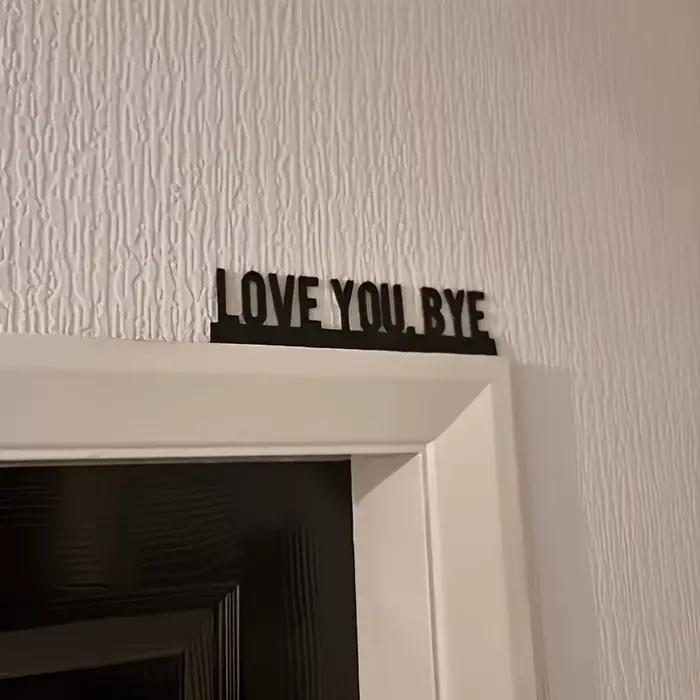 Panneau décoratif mural 2D en bois artificiel imprimé, motif « LOVE YOU BYE », art mural géométrique pour le salon, décoration murale intérieure