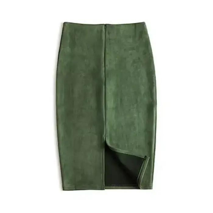 Hiver Sexy moulante daim jupes 2025 mode genou longueur taille haute bureau jupe coréenne femmes vêtements élégant mince jupe crayon