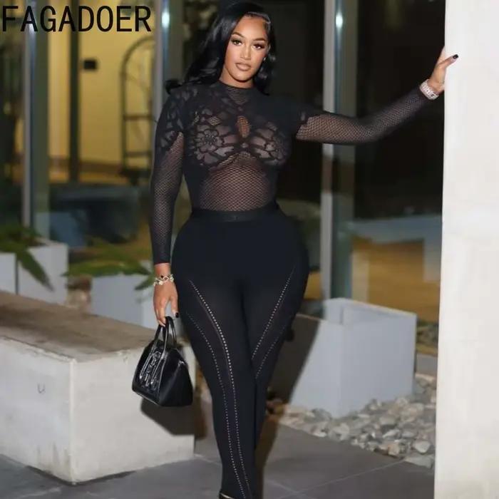 FAGADOER – tenue deux pièces sexy ajourée pour femme