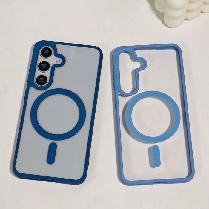 Coque transparente couleur bonbon pour Samsung Galaxy A57 A37 A17 A07 A54 A55 A35 A25 A15 A56 A36 A26 A16 A06, housse Anti-chute Magsafe