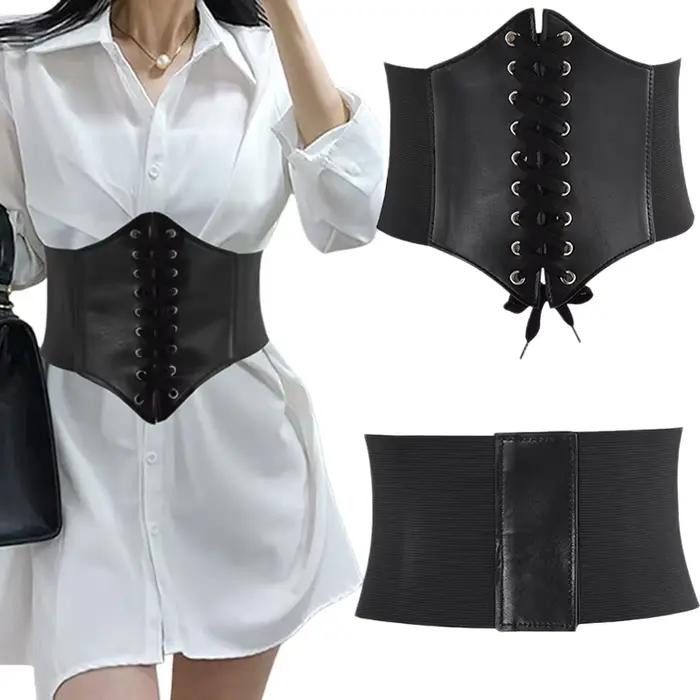 Corset femme gaine amincissante Sexy large ceinture en cuir Cummerbunds sangle ceintures pour femmes taille haute