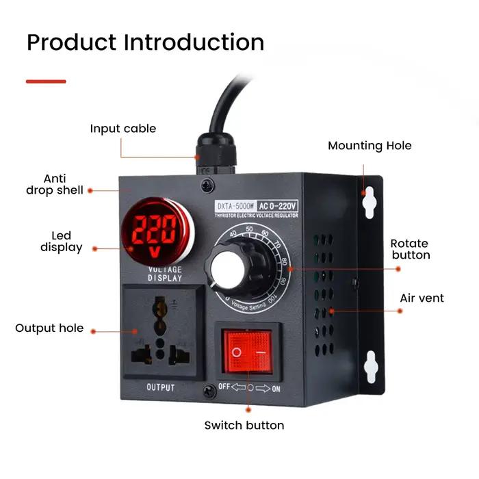 Sotchi-Contrôleur de vitesse électronique PWM, Tension de transistor haute puissance, Gradateur, AC 110V, 220V, 5000W