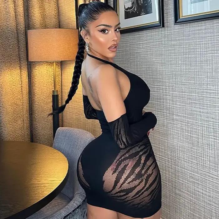 Robe courte en résille pour femmes