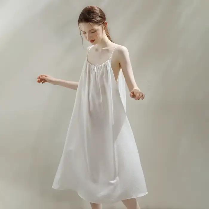 Nouvelle Robe de Nuit Coréenne Mi-Longue pour Femme