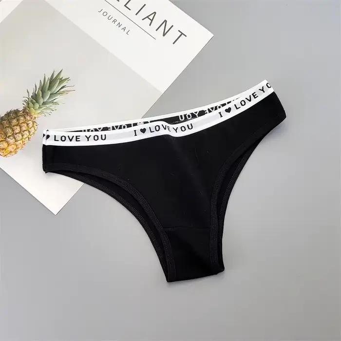 Culotte en coton avec lettres romantiques pour femme