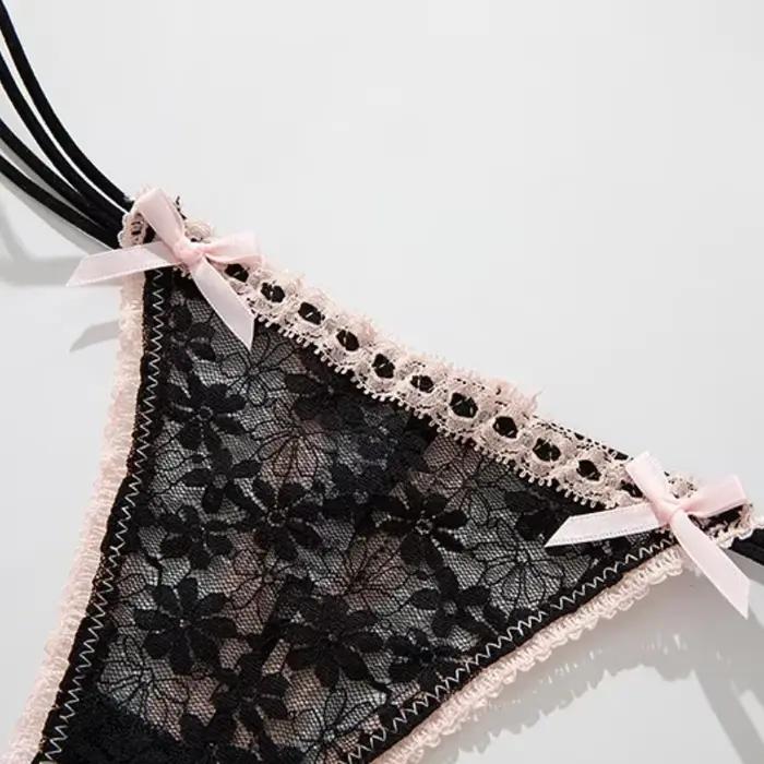 Culottes en dentelle à nœud sexy pour femme