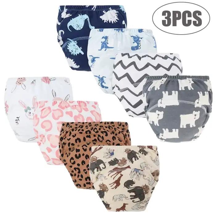 Couches d'entraînement pour bébé, 3 pièces, pantalons pour filles et garçons, lavables, couches en tissu pour nourrissons, sous-vêtements réutilisables pour enfants, Shorts pour tout-petits