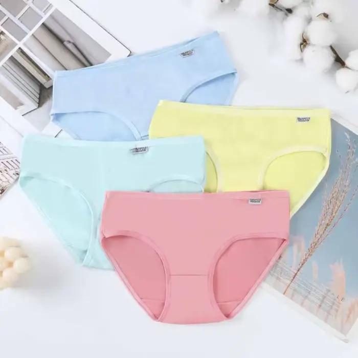 6 pièces respirant couleur bonbon Simple culottes