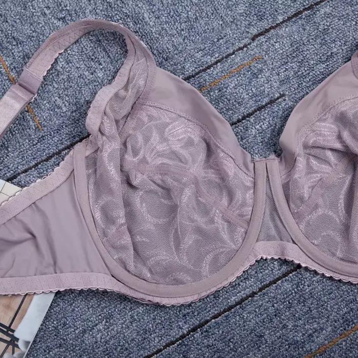 Soutien-gorge minimiseur en élasthanne et polyamide avec broderie florale en dentelle pour femme tous les jours grandes tailles occasions spéciales