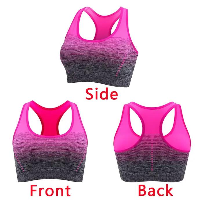 Soutien-gorge de sport haute élasticité respirant pour femme, rembourré, idéal pour la course, le yoga, la gym, dégradé, pour l'entraînement