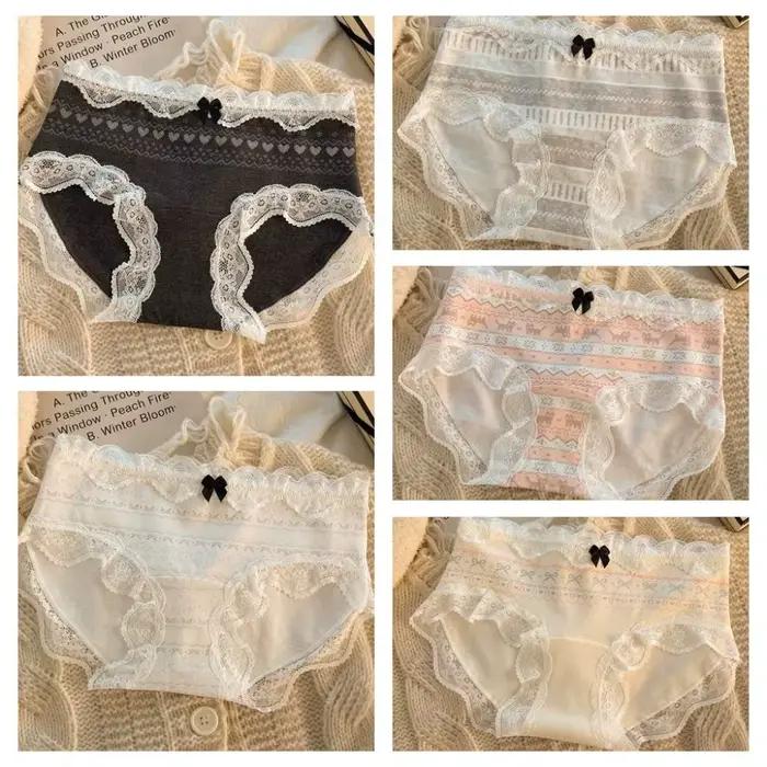 Culottes en dentelle à nœud papillon motif chat