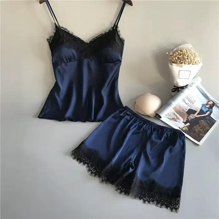 Ensemble pyjama en Satin et dentelle pour femmes