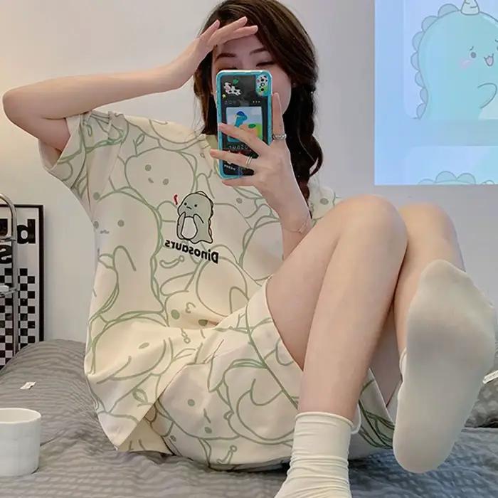 Ensemble de pyjama décontracté pour femme à manches courtes