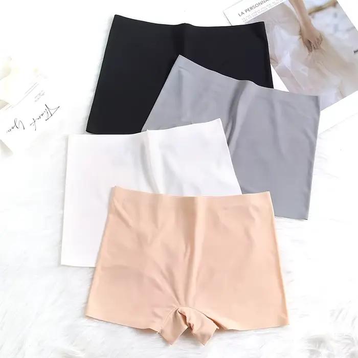 Boxer en soie glacée pour femmes, culotte courte, sous-vêtements féminins, soie glacée, nylon, élasthanne, blanc, gris, kaki, orange, noir, taille M, L, XL, occassions spéciales, soirée, mariage, anniversaire