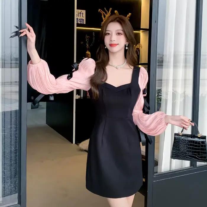 Mini robe courte à nœud doux pour femmes