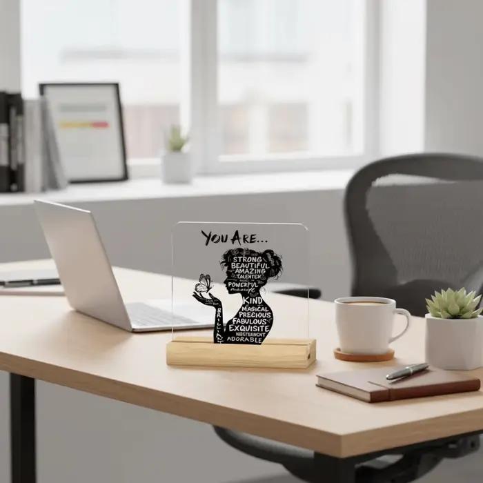 Cadeaux pour la fête des mères, artisanat, design 2D, plaque inspirante, acrylique transparent, décoration de bureau, ornements, cadeaux pour maman, décoration de bureau