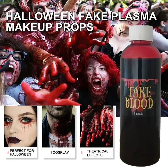 Accessoire de faux sang d'horreur d'halloween 30/60/100/20ml, cosmétiques de Cosplay, fournitures de fête Plasma artificiel, farces, fournitures d'halloween à faire soi-même