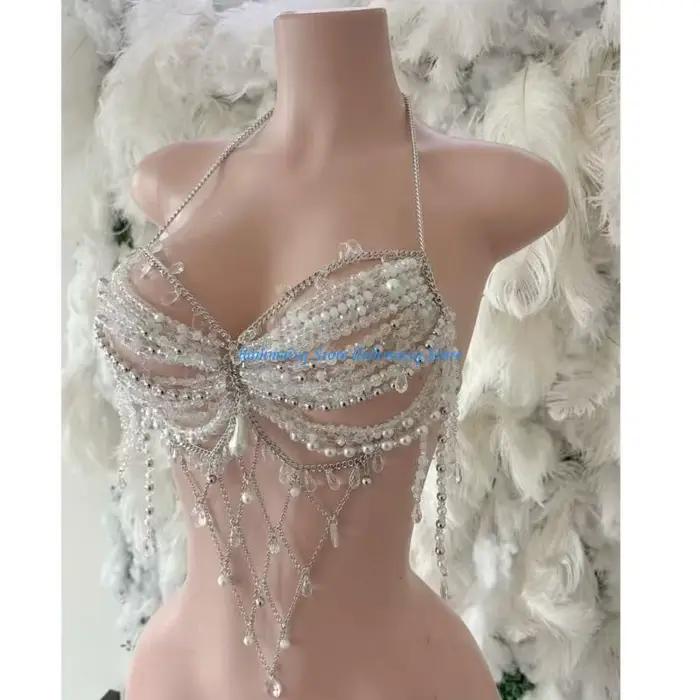 Soutien-gorge en chaîne perlée pour femmes filles