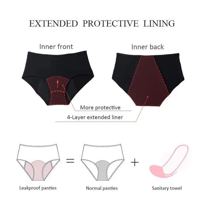 3 pièces 4 couches culottes menstruelles en fibre de bambou coton période physiologique anti-fuite absorbant réutilisable taille moyenne culotte