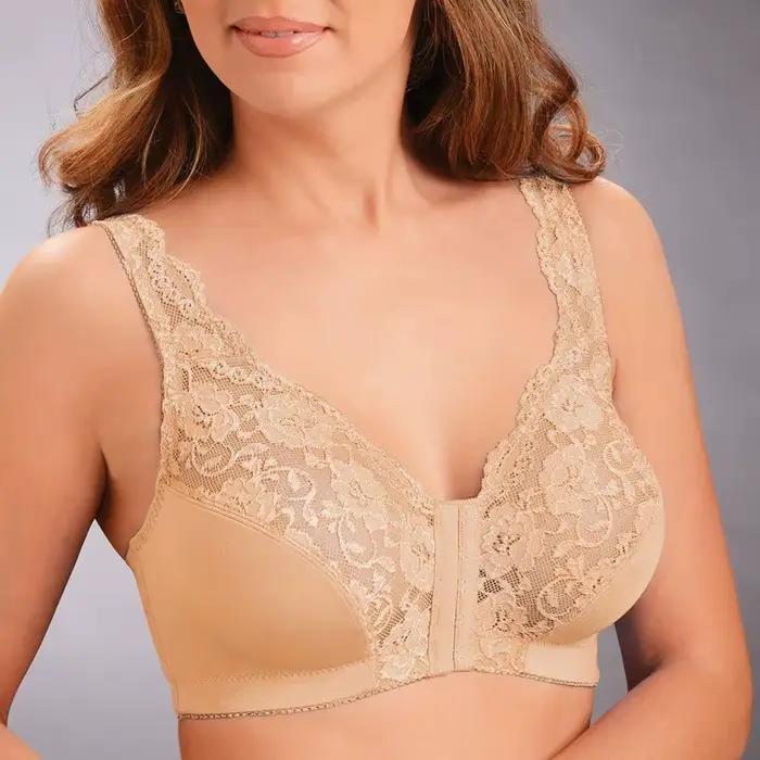 Soutien-gorge en dentelle haut de gamme tendance avec fermeture avant et coussinets intégrés