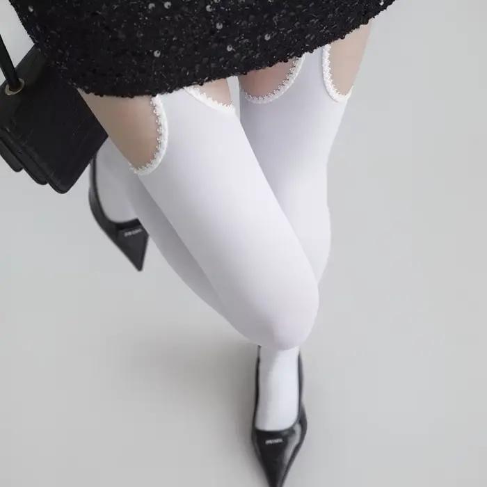 Bas sexy pour femmes avec porte-jarretelles, bas cuissardes, bas au-dessus du genou, collants brillants, transparents et lisses