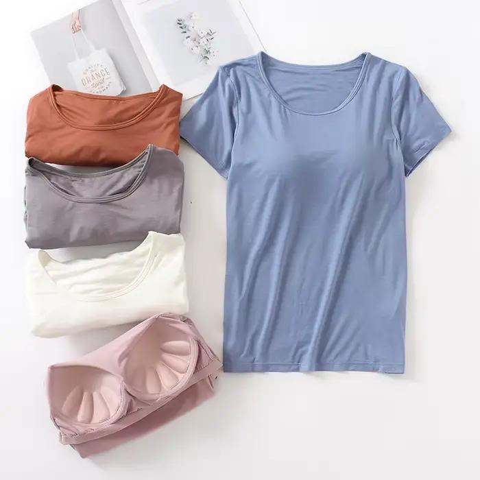 T-Shirt de soutien-gorge intégré pour femmes