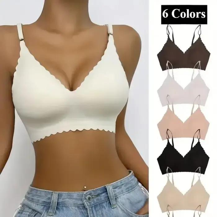 Offre spéciale 6 couleurs nouveau sous-vêtements en soie glacée soutien-gorge confortable sans fil rembourré bord