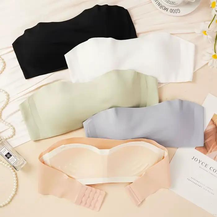 Soutien-gorge sans bretelles pour femme, invisible, antidérapant, sans couture, une pièce, avec coussinets amovibles, lingerie sexy