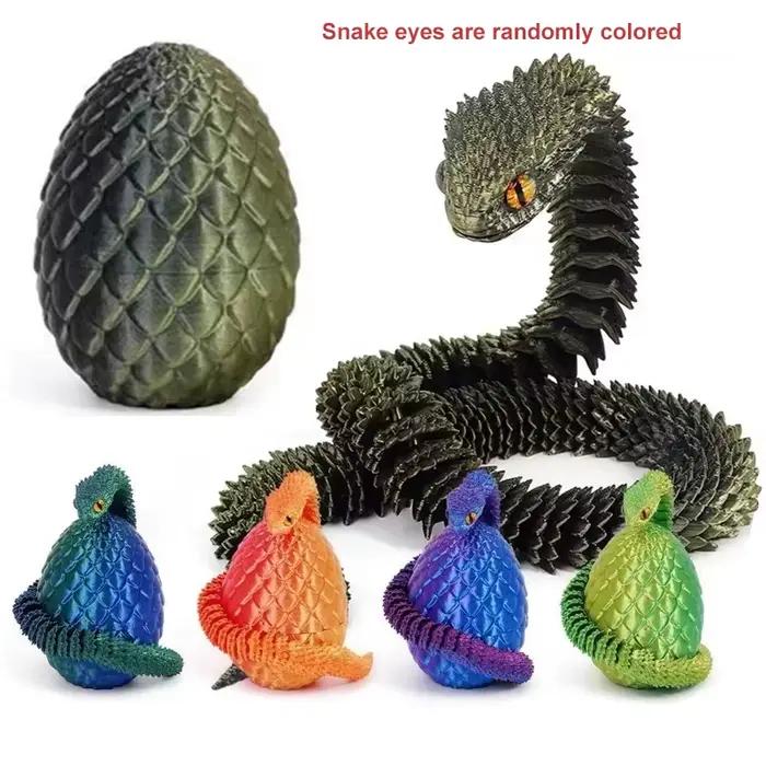 Oeuf de serpent imprimé en 3D, moule serpent de décompression créatif, mobile, rotatif, articulé, ornement de bureau, animaux réalistes, jouet pour enfant