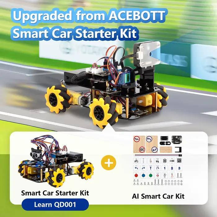 Kit de voiture robot ACEBOTT AI avec détection et suivi d'objets en temps réel pour kit de programmation robotique intelligente Arduino
