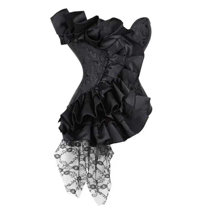 Nouveau Corset en Arête de Poisson Décoré en Dentelle Satinée Pour Femme Occasions Spéciales Goût Gothique Victorien Romantique