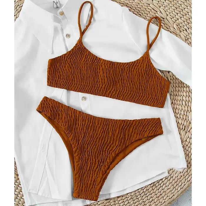 Sexy Triangle maillot de bain pour femmes Vintage plissé jarretelle Push Up Bikini été 2025 nouveau Simple maillots