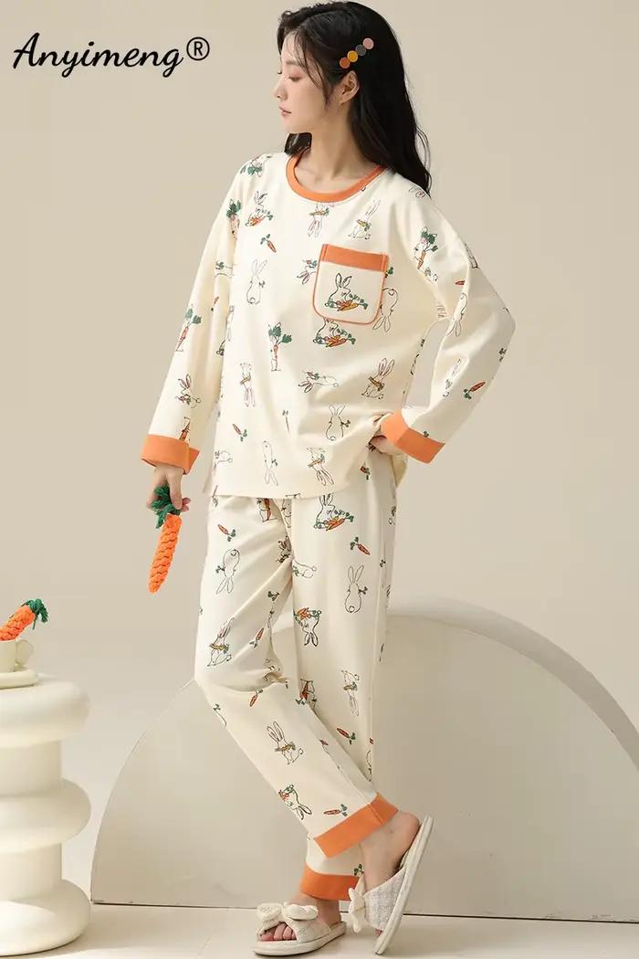 Ensemble de pyjama en coton à imprimé floral pour femmes