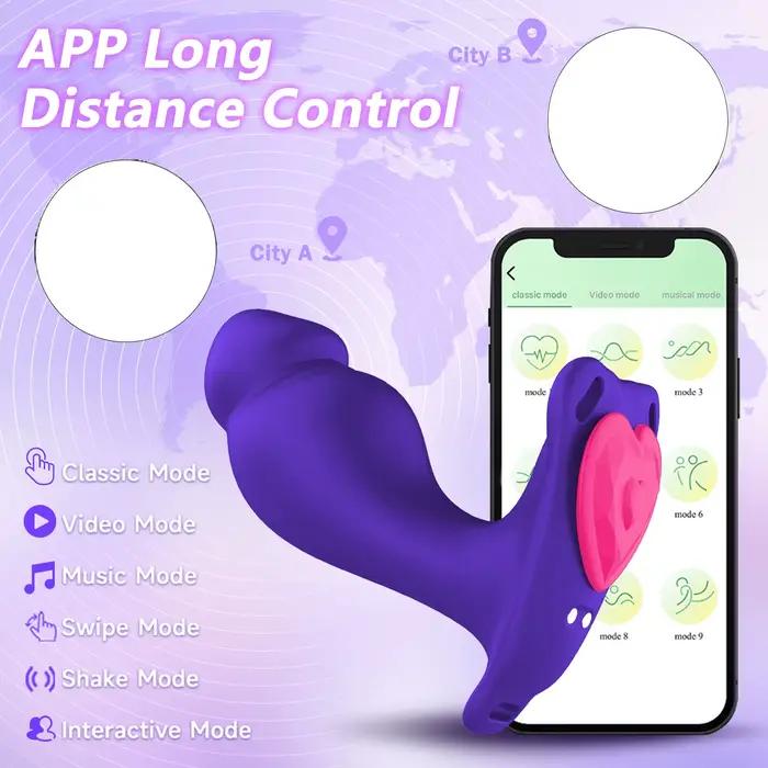 Vibrateur portable pour femmes avec gode insérable, jouet sexuel vibrant avec 10 modes de vibration, jouet pour adultes contrôlé par application