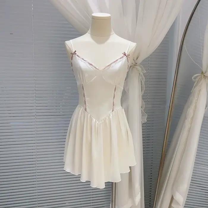 InjCheongsam-Chemise de nuit de femme de chambre vintage pour femmes