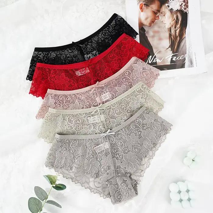 3 pièces culottes pour sous-vêtements de femme Sexy dentelle creuse respirant
