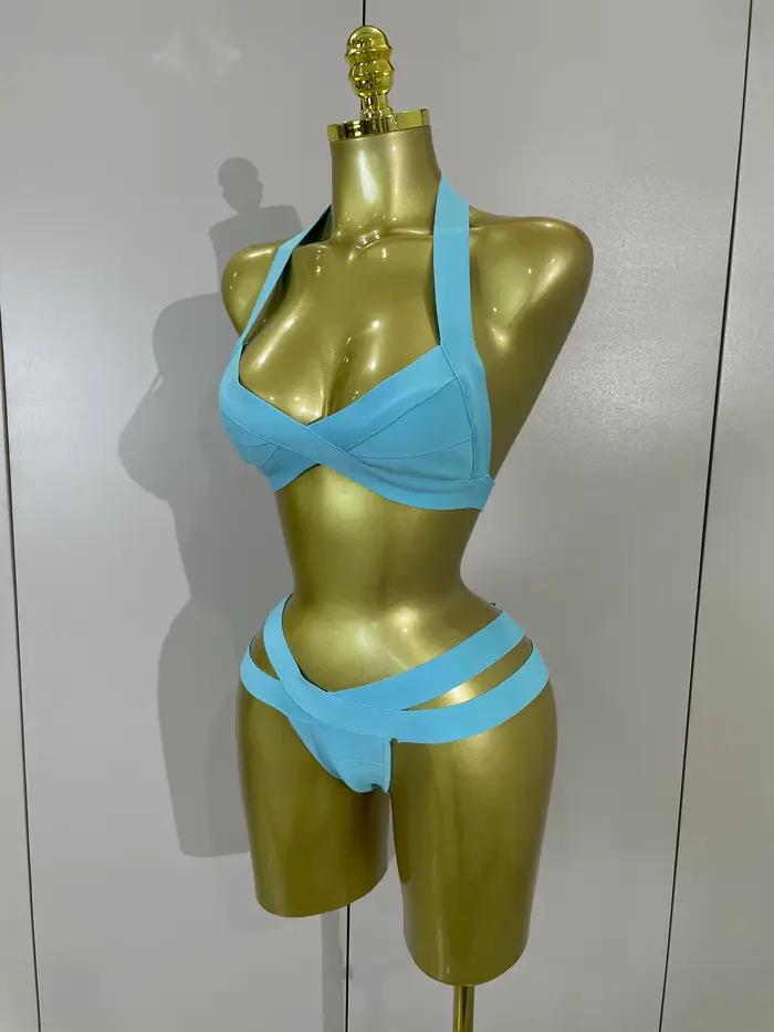 Maillot de bain bandage moulant 2 pièces sexy pour femme – Collection mode plage