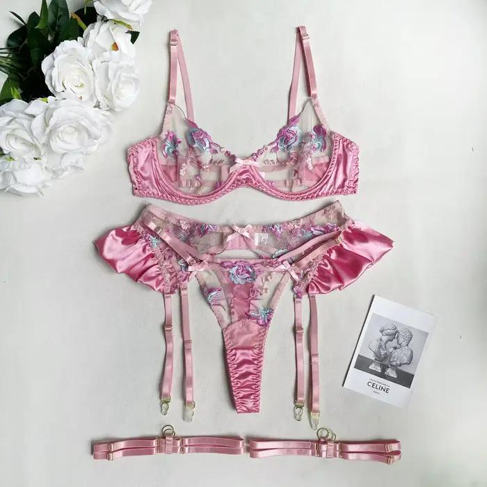 Ensemble intime Floral en dentelle transparente
